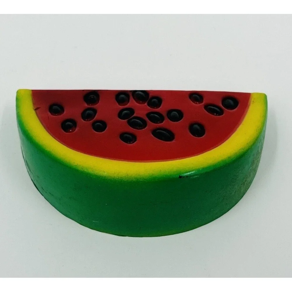 Vintage 3D Refrigerator Magnets Molded Plastic Grapes and Watermelon